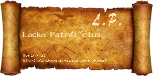 Lacko Patrícius névjegykártya
