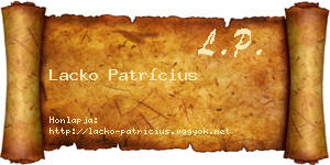 Lacko Patrícius névjegykártya