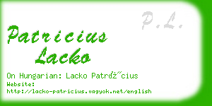 patricius lacko business card